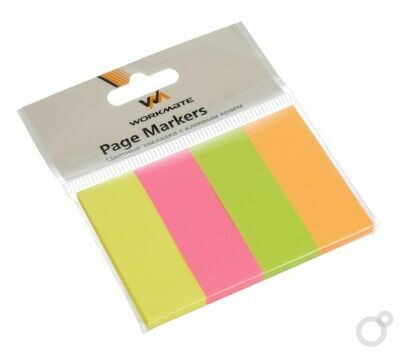 Закладки бумажные с клеевым краем, 20х50 мм,4 цвета по 40 листов,Workmate